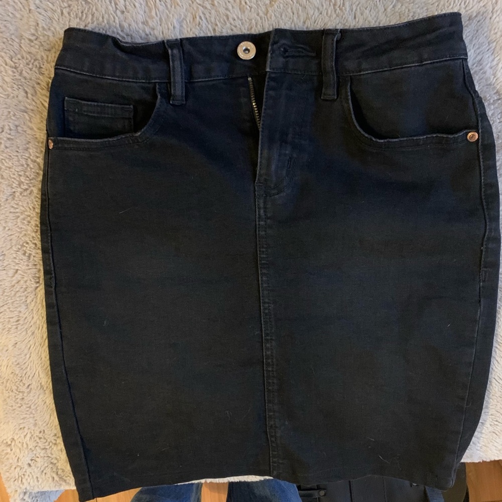 Jean black straight skirt